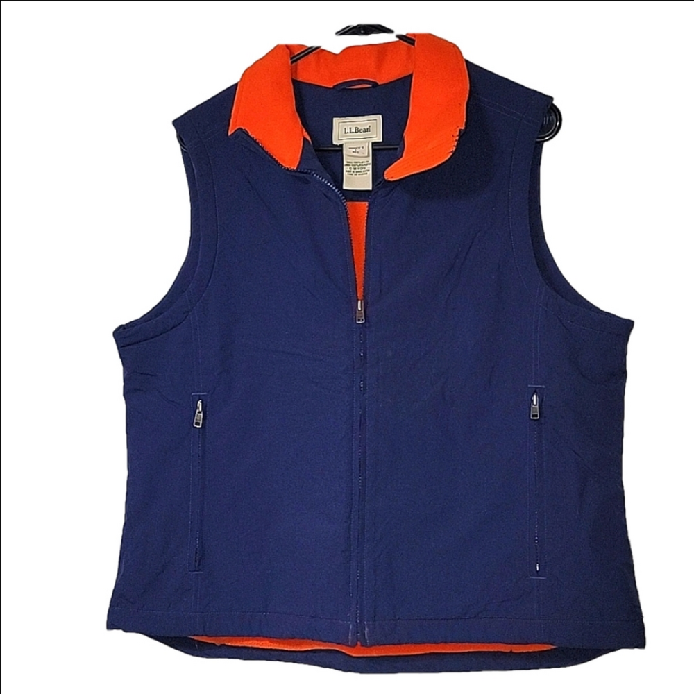 L.L.BEAN Water-resistent fleece-lined vest Size Large Navy/Orange